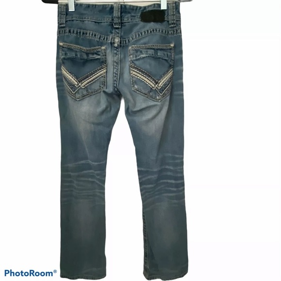 Buckle Black 3 FIT Jeans Mens 28 Denim Low Rise Thick Stitch Bootcut Medium Wash - Picture 2 of 11